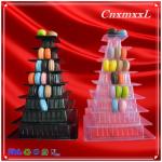 New style Black 9 tiers plastic macaron Square piramide macarons tower patented