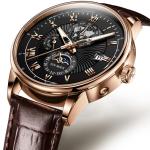 Business Professional Three Eye Mechanical Quartz Wrist Watches For Executives