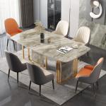 Hotel 4cm Rectangle Marble Dining Tables For 4 Light Luxury