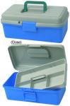 Removable Tray Plastic Carrying Case With Dividers , Grey / Black Plastic Art