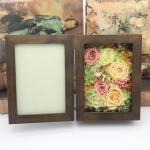 Natural Everlasting Preserved Flower Red Rose Gift Wood Photo Frame for Wedding