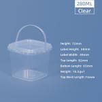 2L Capacity Food Grade Clear Square Plastic Buckets Pail With Handle For Cookies