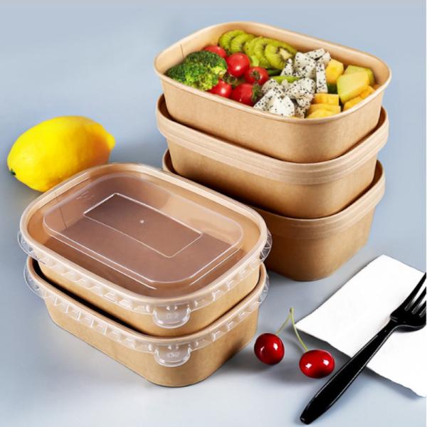 Buy cheap BRC 1100ml 1300ml Kraft Paper Meal Box Oval Rectangle Thickened Takeaway Paper Bowl from wholesalers
