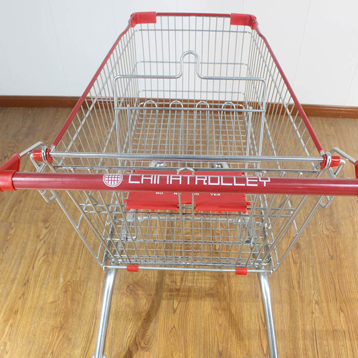 180L General store Galvanized European Market Supermarket Shopping Trolley with edge wrapping strips