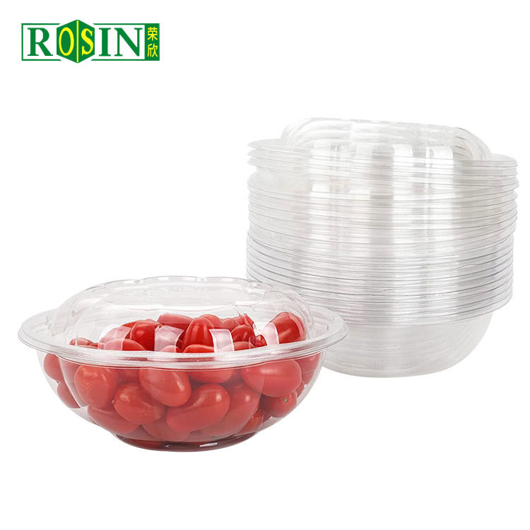Food Grade PET Plastic Fruit Packaging Cold Resistance Disposable Salad Bowls
