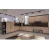 Buy cheap Wood Grain Stainless Steel L-Shaped Kitchen Cabinet With Black Handles from wholesalers
