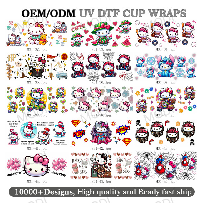 Wholesale Custom Designs Cartoon Printing Transfer Stickers Cartoon DTF Heat Transfer For Clothing