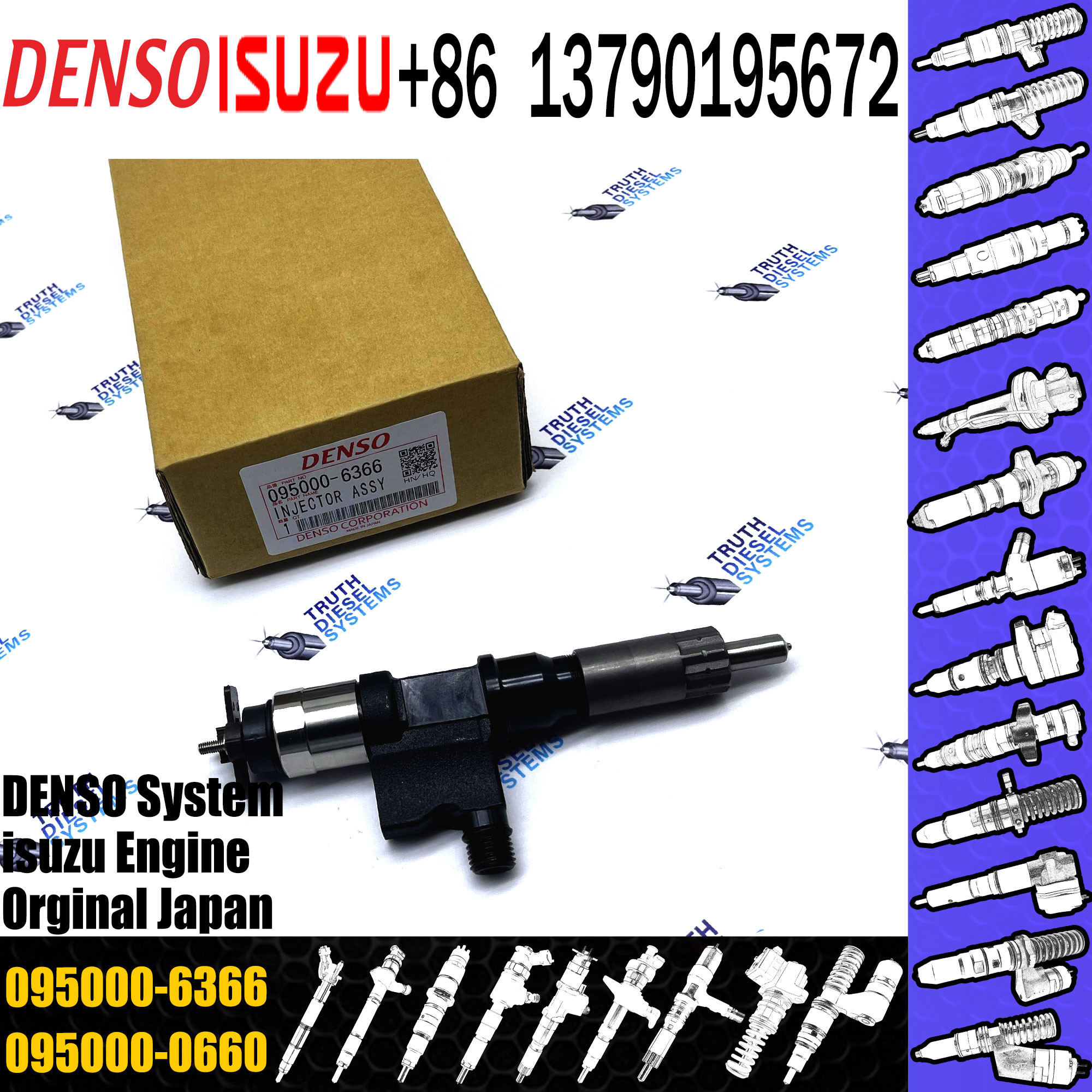 Common rail injector 095000-6364 095000-6365 095000-6366 095000-6367 095000-6368 095000-6369 For Isuzu/Case 4HK1 6HK1