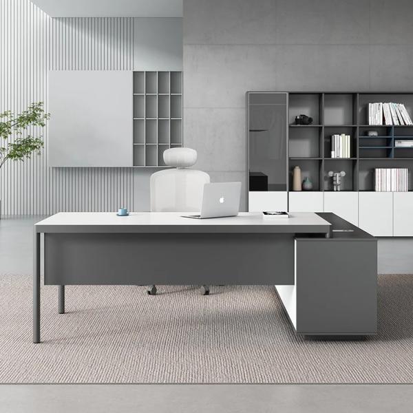 Modern L-shaped PANEL Wood Administrative Office Furniture Desk and Chair for