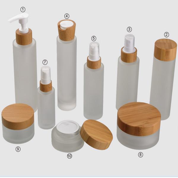 Buy cheap Frosted Glass Empty Cosmetic Containers ,100ml Bamboo Cap Face Cream Jars from wholesalers