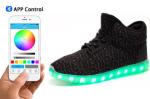 Wireless Operated Led Light Up Sneakers , Stretch Fabric High Top Led Shoes