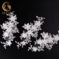 Buy cheap 25cm Width Fashion Lace Trim Polyester 3D Embroidered Flower Trim For Wedding product