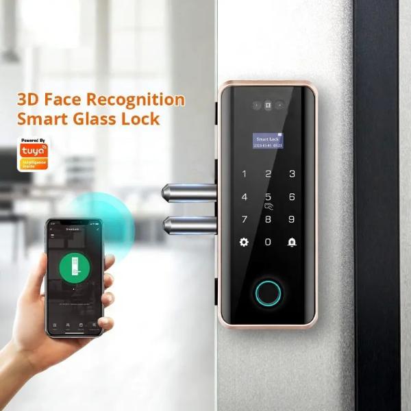 Intelligent Biometric 3D Face Recognition Door Lock Doorbell Full Auto For Glass