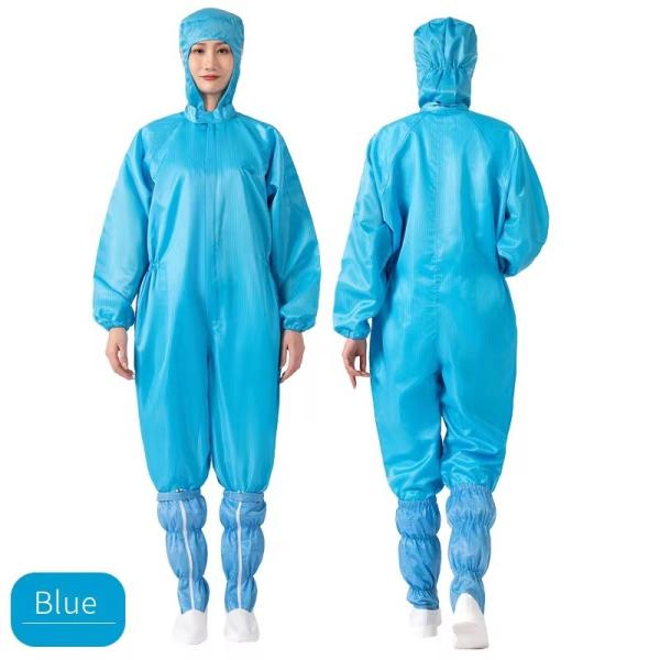Buy cheap Washable Blue Anti-static Clean Room Working Clothes ESD Garment Jumpsuit Without Hood Cleanroom Coverall Without Hood from wholesalers