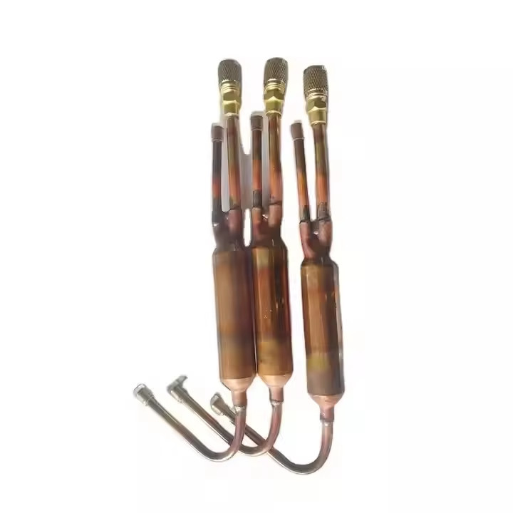 Filter Drier Standard Color Refrigeration Unit Welding Copper Filter With Access Valve