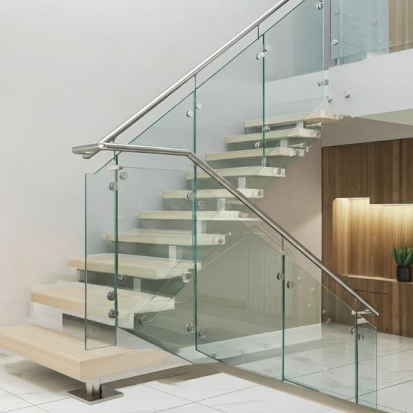 Buy cheap Stylish Brushed Stainless Steel Handrails with Round Plate Cover for Glass Staircases from wholesalers