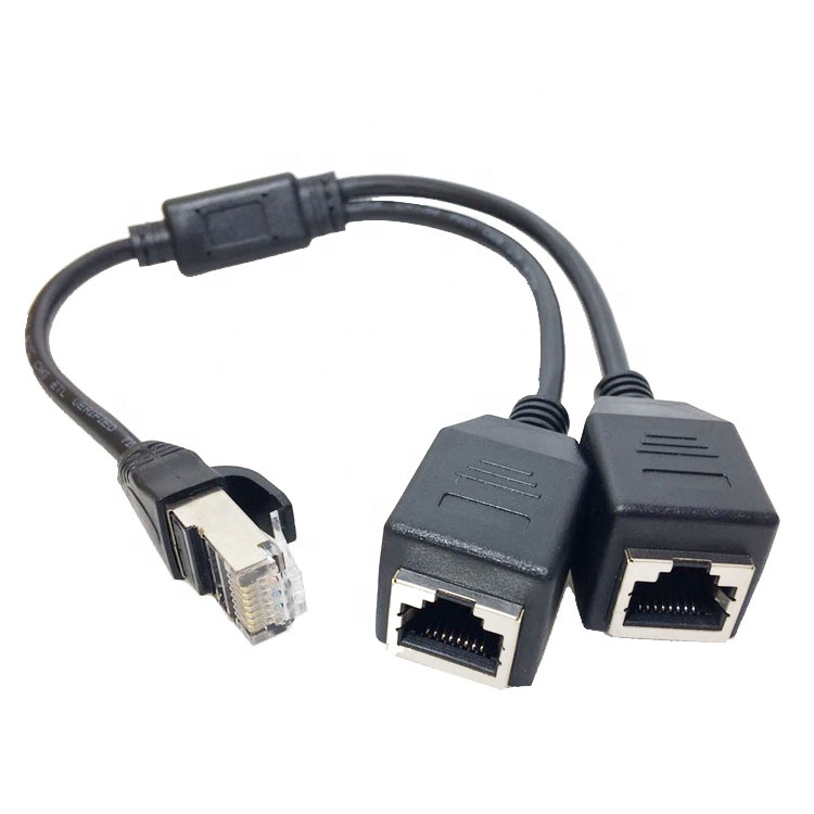 1 Male to 2 Female Ways Socket Port RJ45 interface Cat5 Lan Network Ethernet Splitter Y Adapter Cable