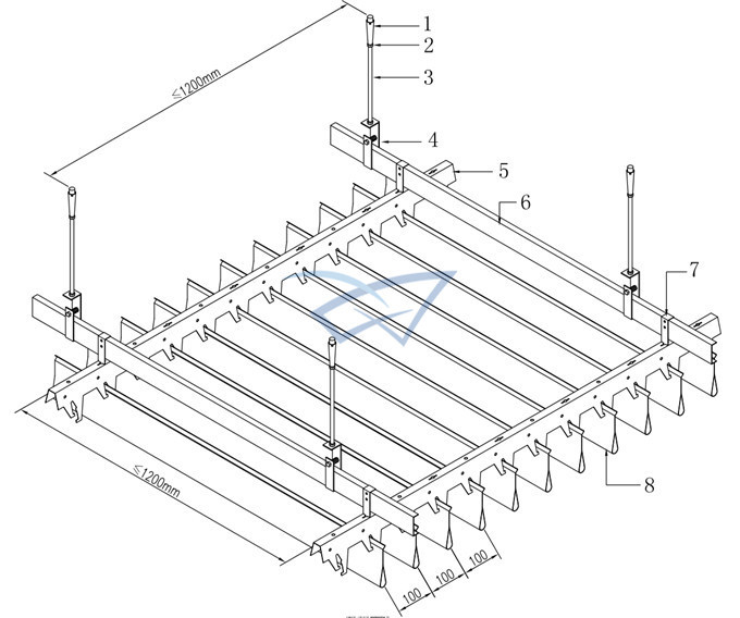 Dripping Shaped Aluminum Metal Ceiling 1.3mm Thickness Indoor Decoration