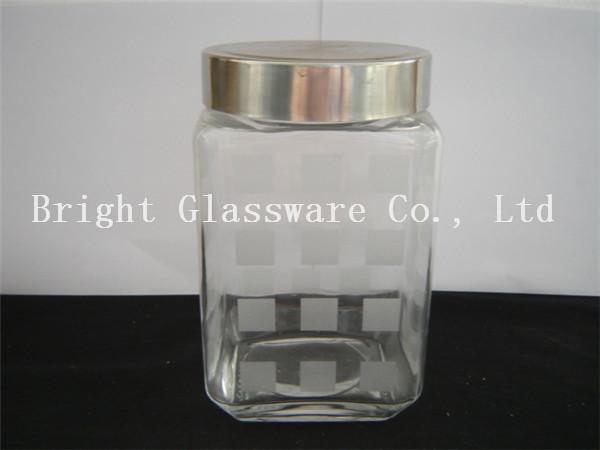 Buy cheap square glass storage jar with lid, glass container from wholesalers