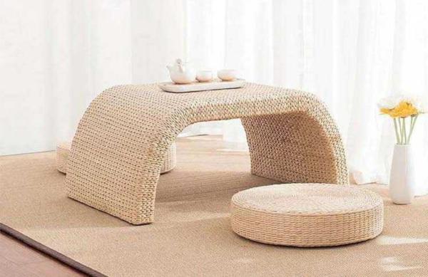 Buy cheap The Cane Makes Up Tea Table Natural Straw Woven Floor Table Natural fiber Window Table from wholesalers