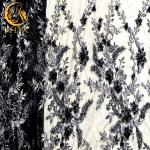 Buy cheap Black Decorative Embroidered Lace Fabric Fashionable With Rhinestones from wholesalers