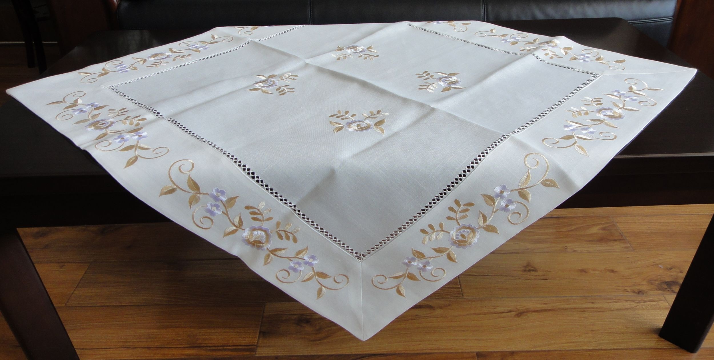 Cream / Beige Linen Hemstitch Tablecloth Handmade 40x90 40x150cm Sizes