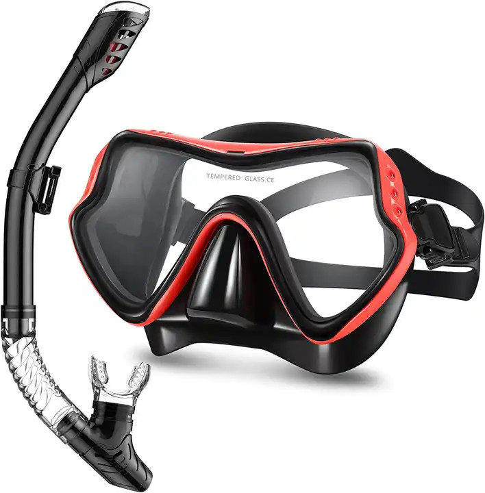 High Quality Adult Snorkel Diving Scuba Set With Anti-Fog Coated Glass Purge Valve And Anti-Splash Silicon Mouth Piece