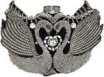 BOUTIQUE DE FGG WOMEN SWAN CLUTCH CRYSTAL EVENING BAGS WEDDING PARTY DINNER