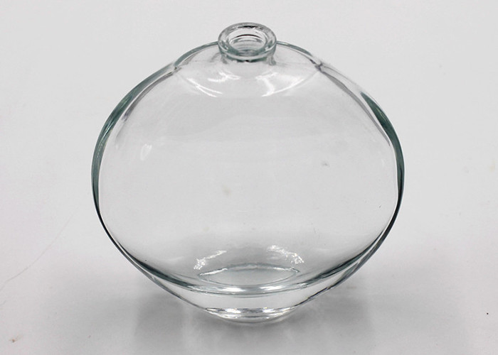 100ml Refillable Cosmetic Glass Bottles , Flat Round Empty Perfume Bottles