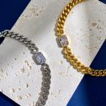 Personalized Stainless Steel CZ Gold Necklace Miami Cuban Link Chain Necklace