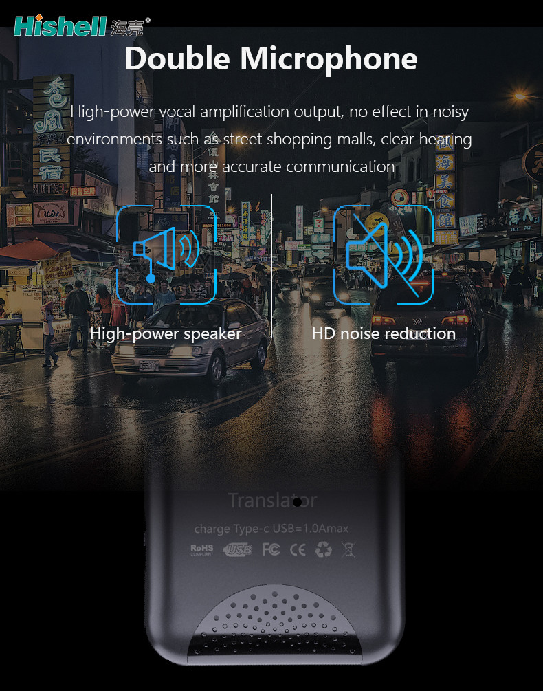 4000mAh Instant Portable Smart Voice Translator Black Color Multitouch