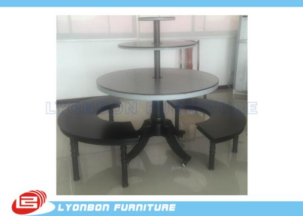 Buy cheap 3 shelves MDF boots shoes roud display stand black painted nest table from wholesalers