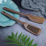 Polished Shovel Spoon And Fork Set Household Log Black Walnut Kitchen Utensils