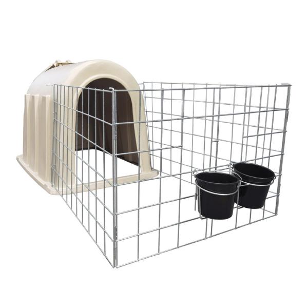 Buy cheap 2100*1450*1400mm Plastic Calf House Small Calf Hutch with Food Grade Feeding Bucket from wholesalers