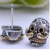 Buy cheap Retro Womens Jewelry Two Tone Silver Skull Stud Earrings(XH055010W) from wholesalers
