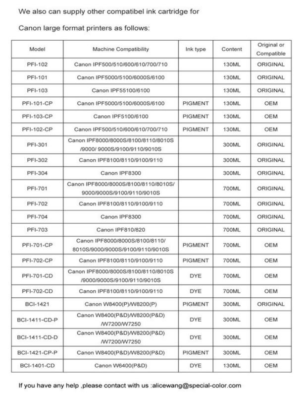 Original Ink Cartridge PFI-301 For IPF8000 M