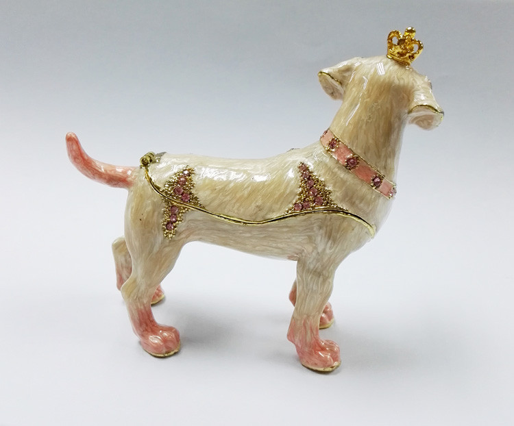 Factory offer New design Pewter Alloy Rhinestone Dog metal jewelry box