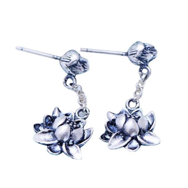 Buy cheap 925 Sterling Silver Engraved Designs Flower Pendant Dangle Earrings(XH057340W) from wholesalers
