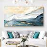 Buy cheap Blue Gold Foil Abstract Landscape Oil Painting On Canvas Hand Painted Modern Textured Medium Oil from wholesalers