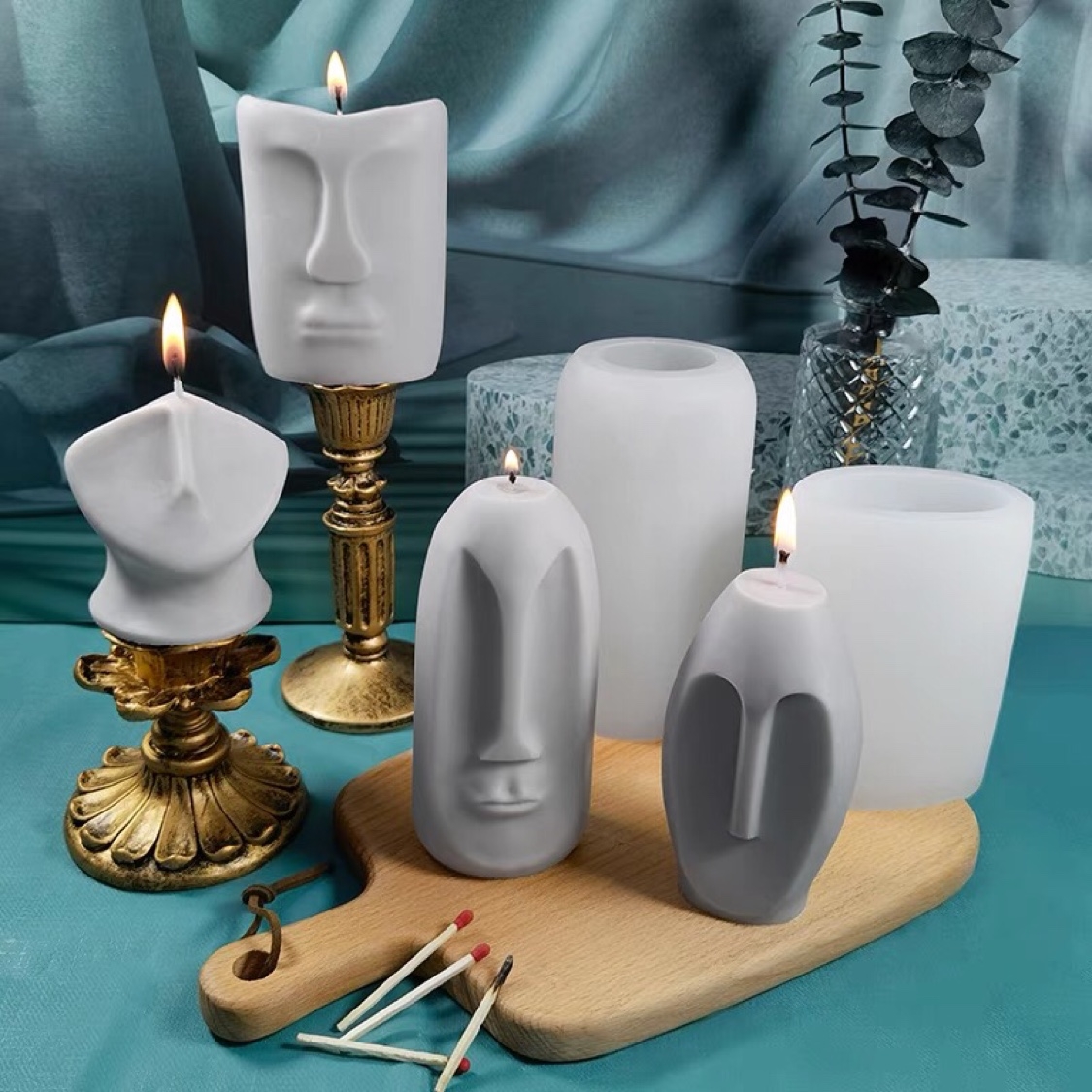Human Face Candle Silicone Moulds Eco Friendly Anti tear Reusable Candle Mold
