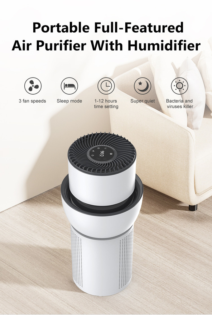 Portable Home 2 In 1 Hepa 13 Air Purifier Humidifier Machine 230M3/H