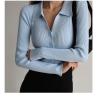 Buy cheap Women 2023 New Lapel Slim Slimming Tops Ladies Hollow Buttons Sexy V Neck Long Sleeve Polo Neck Knit Cardigan Sweater Women from wholesalers