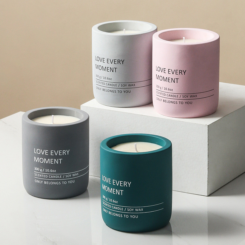 Custom Logo Nordic Cylinder Concrete Candle Holders