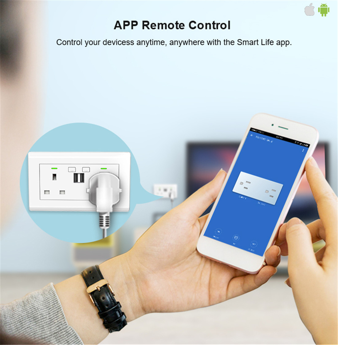 UK Smart Wall Socket With Double USB