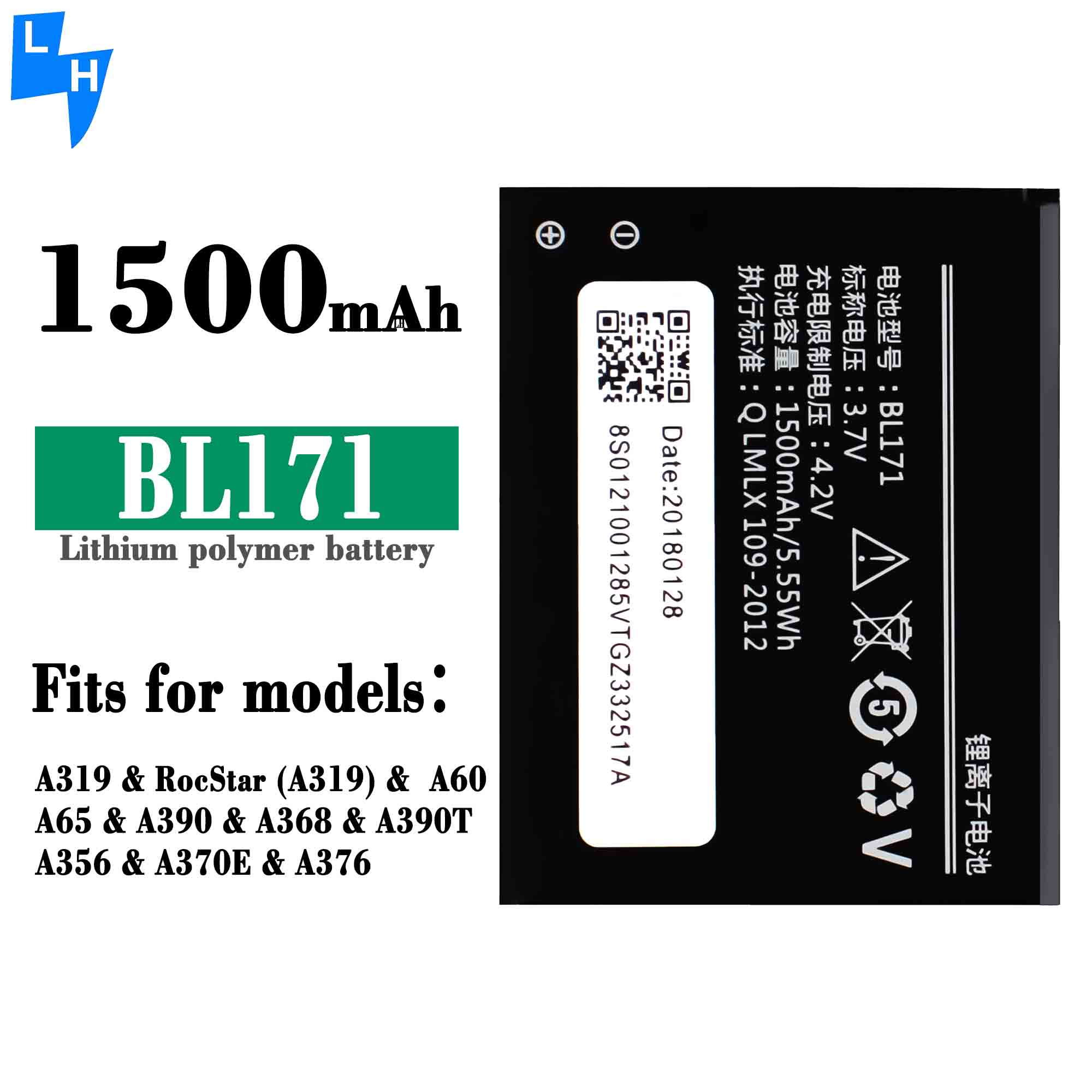 BL171 Battery for Lenovo RocStar A319 A60 A65 A368 A390T A356 A370E A376 Mobile Phone