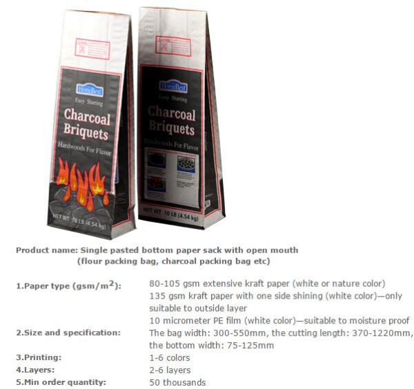 Brown kraft packing paper bag, BBQ fuel packing bag, Animal seed packing paper