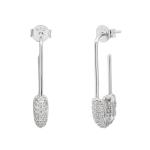 Women Hoop Earrings In 925 Silver With Clear CZ Diamond Brazilian Yellow Gold