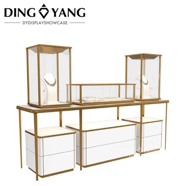 Buy cheap Modern Fashion Style Glass Luxury Upscale Jewellery Shop Showcase With Low Power Consumption Lights from wholesalers