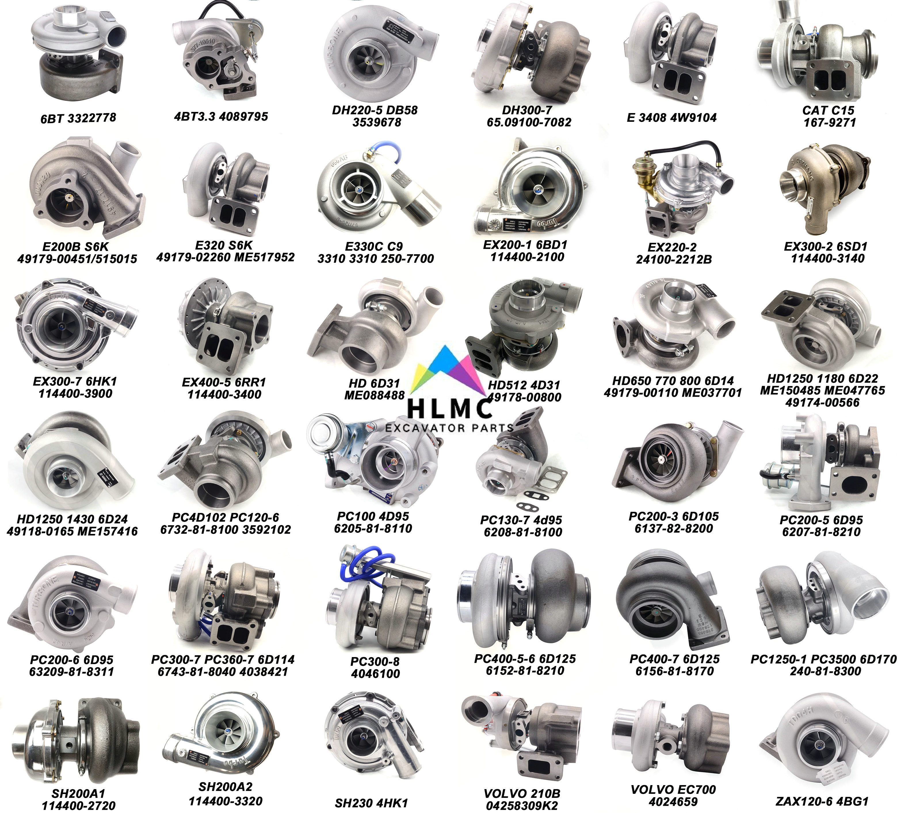 Turbocharger Excavator Diesel 6BT3.3 6BT5.9 KOMATSU CUMMINS HYUNDAI Engine Turbocharger Spare Parts 3322778