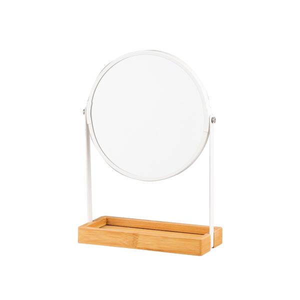 Buy cheap round countertop Makeup Mirror with bamboo jewelry tray from wholesalers